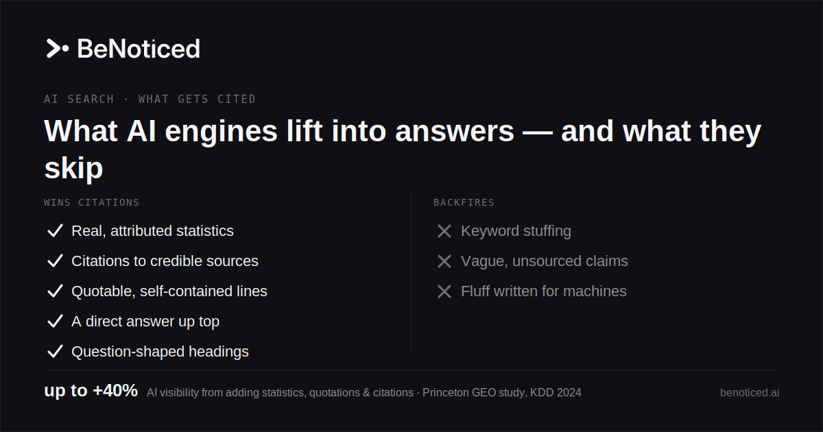 What AI engines lift into answers and what they skip