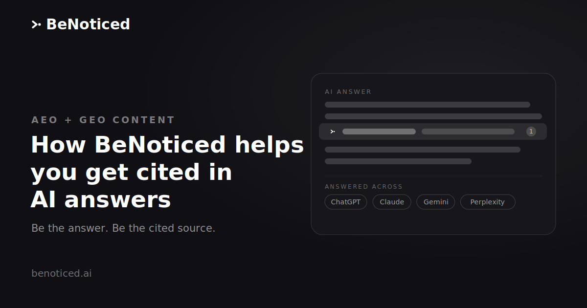 How BeNoticed helps with AEO and GEO content creation